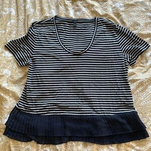Women’s Navy and White Striped Top Size Medium, J Crew